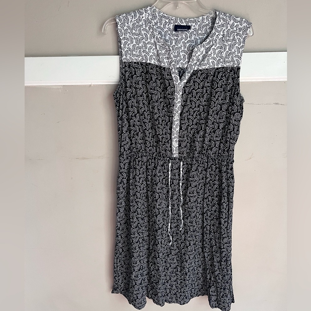 Basic Editions Black and White Patterned Mini Dress Size L